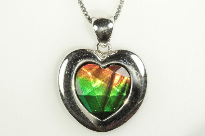 Gorgeous Heart-Shaped Ammolite Pendant - Sterling Silver #205902